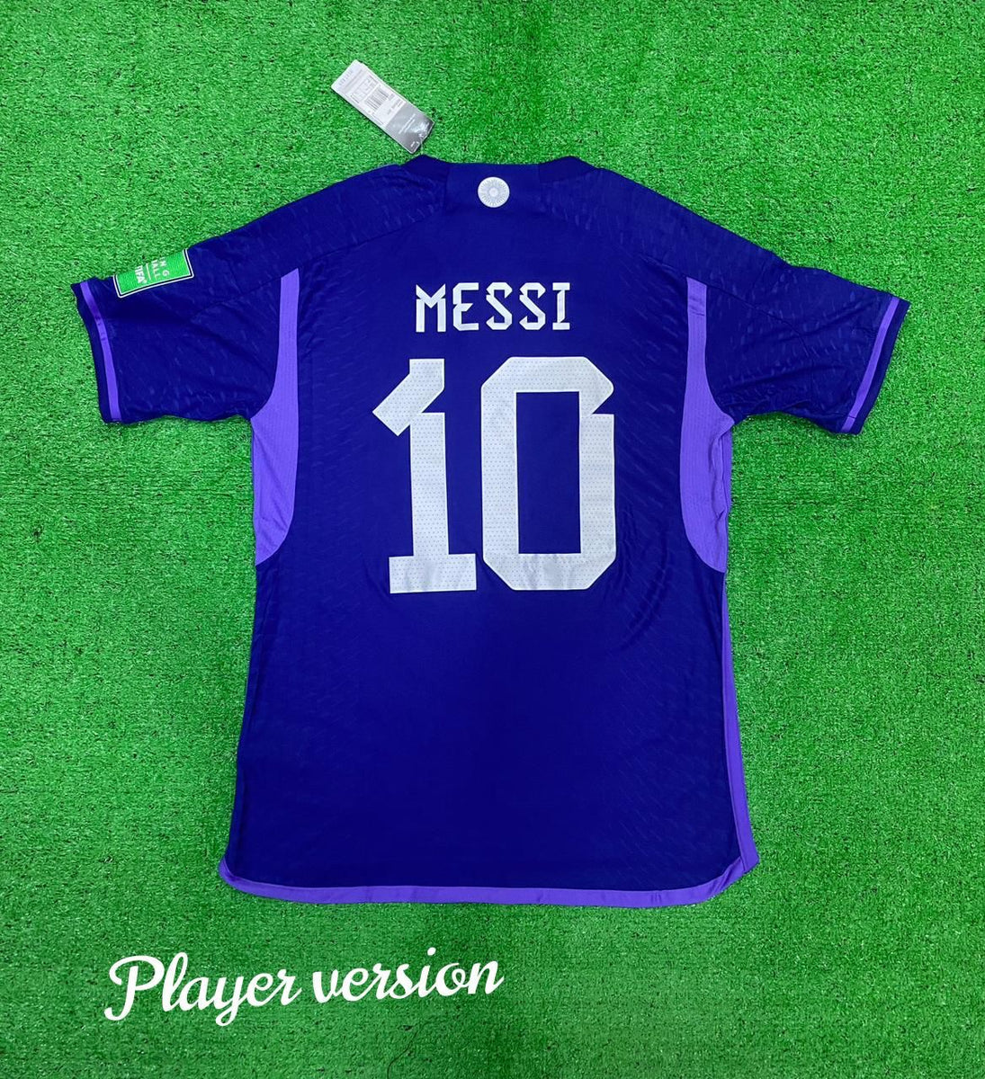 Argentina MESSI 10 WC Away 3 Star Jersey With All Badges PLAYER VERSIO