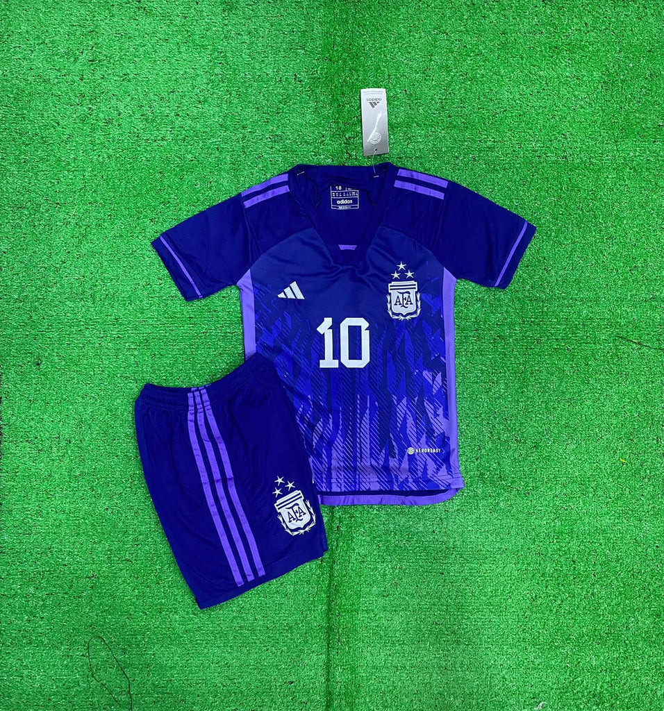 ARGENTINA 3 STAR MESSI KIDS AWAY JERSEY 2022-23