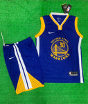 Curry 30 Warriors Blue/Yellow Basketball Jersey with Shorts[Print]