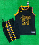 Bryant 24 Lakers Black/Yellow Basketball Jersey With Shorts . [Print]