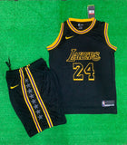 Bryant 24 Lakers Black/Yellow Basketball Jersey With Shorts . [Print]