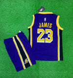 James Lakers 23  purple/Yellow Basketball Jersey with Shorts[Print]