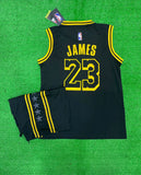 James  23 Lakers Black/Yellow Basketball Jersey with Shorts[Print]