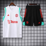 Manchester United White Sleeveless Pre-Match Jersey with Shorts  2024/25 [Superior Quality]