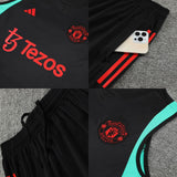 Manchester United Black Sleeveless Pre-Match Jersey with Shorts  2024/25 [Superior Quality]