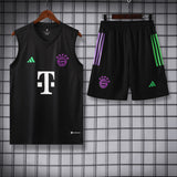 Bayern munich Black Sleeveless Pre-Match Jersey with Shorts Black Green 2023/24 [Premium Quality]