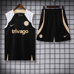 Chelsea Black Sleeveless Pre-Match Jersey with Shorts  2024/25 [Superior Quality]