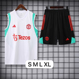 Manchester United White Sleeveless Pre-Match Jersey with Shorts  2024/25 [Superior Quality]