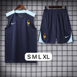 France Blue Sleeveless Pre-Match Jersey with Shorts  2023/24 [Premium Quality]