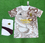 Real Madrid Special edition White golden Dragon Jersey with Shorts 2024/25 [Premium Quality]