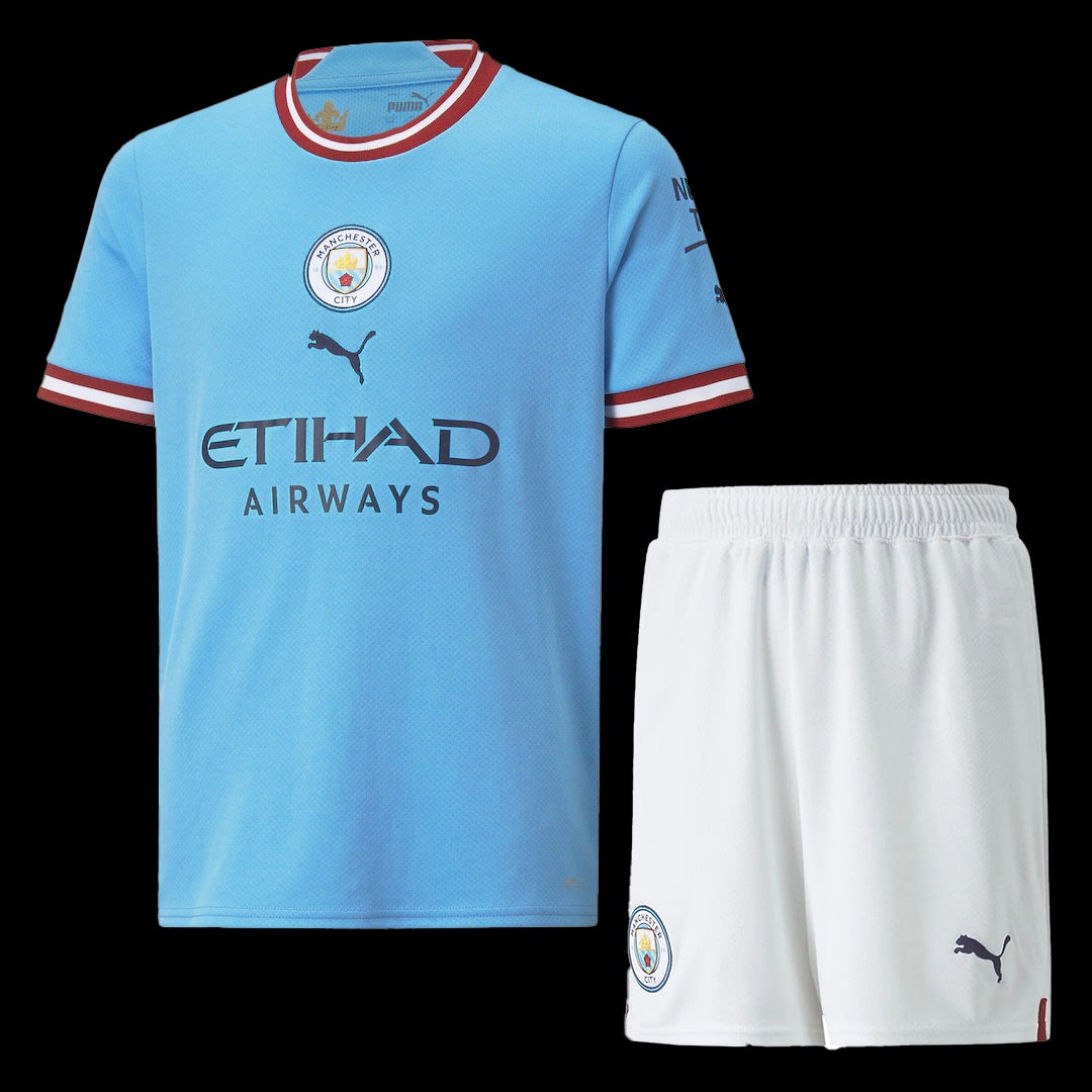 Manchester City Home Kids/Youth Jersey & Shorts 2022/23