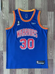 Curry 30 Warriors Blue/Red Basketball Jersey [Stitch]