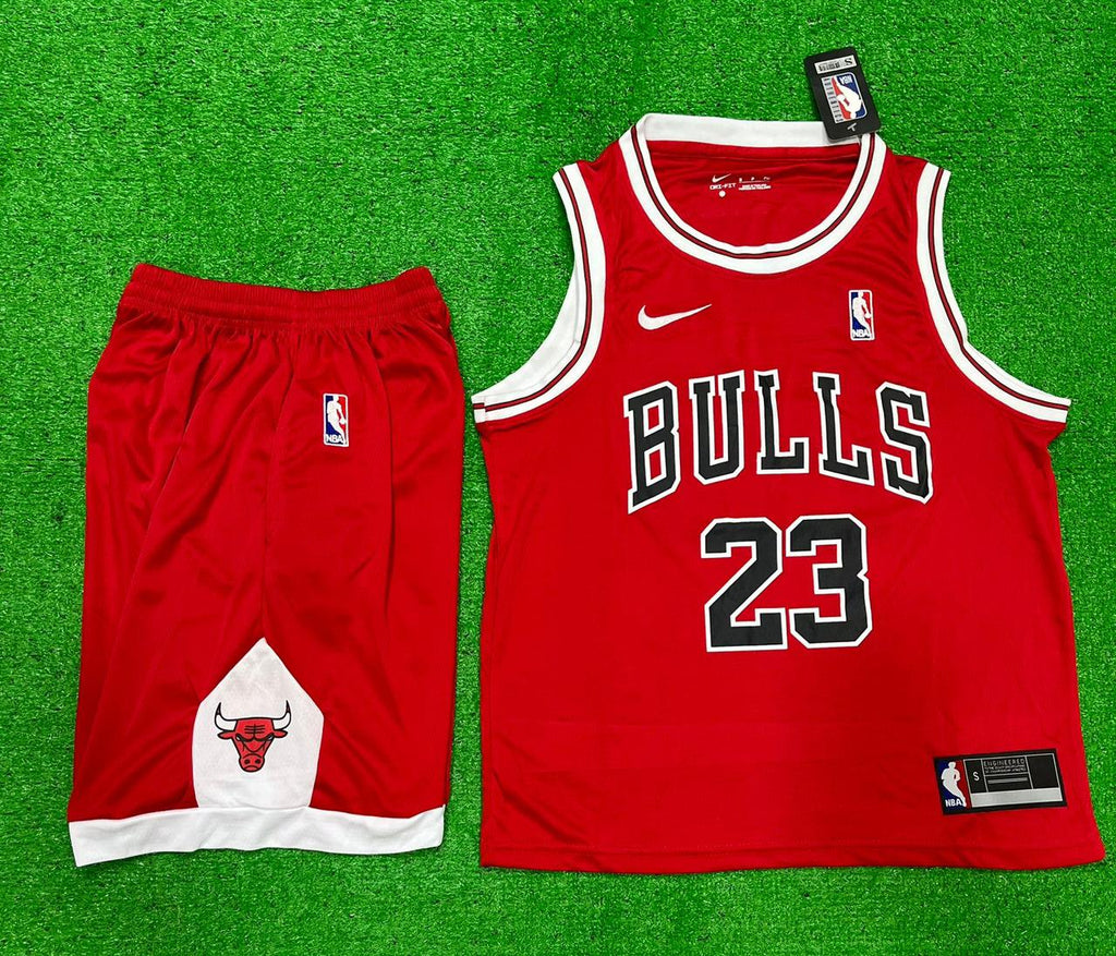 Jordan 23 Bulls Red/Black Basketball Jersey with Shorts[Print]