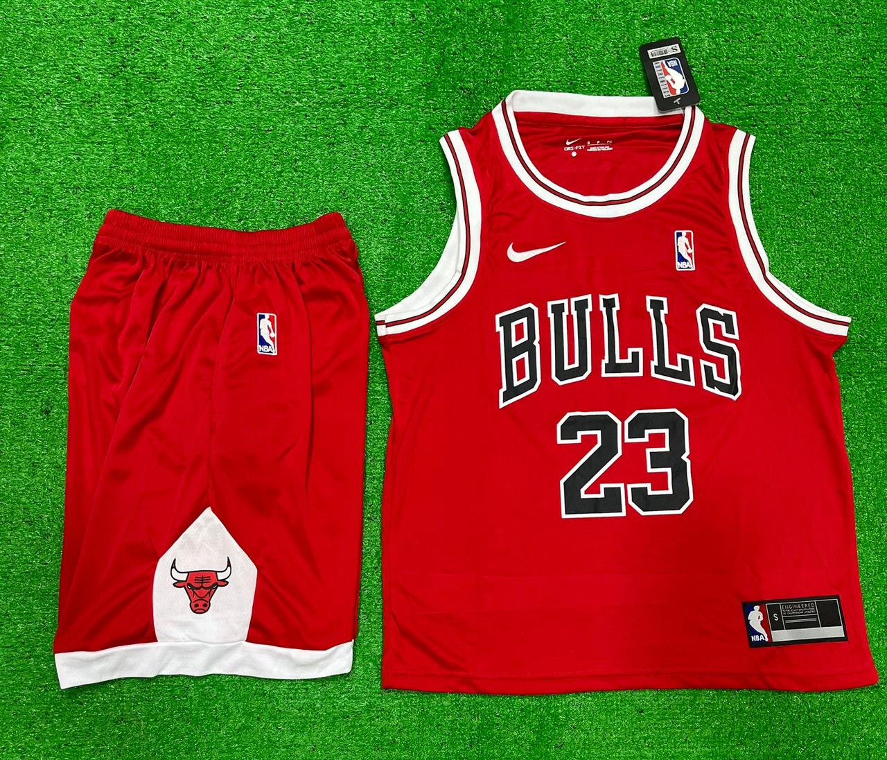 Jordan 23 Bulls Red/Black Basketball Jersey with Shorts[Print]