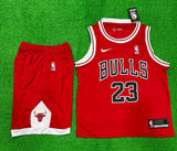 Jordan 23 Bulls Red/Black Basketball Jersey with Shorts[Print]
