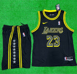 Lakers 23 Black yellow Basketball Jersey with Shorts[Print]