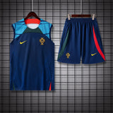 Portugal Sleeveless Pre-Match Jersey Set  Blue 2023/24 [Superior Quality]