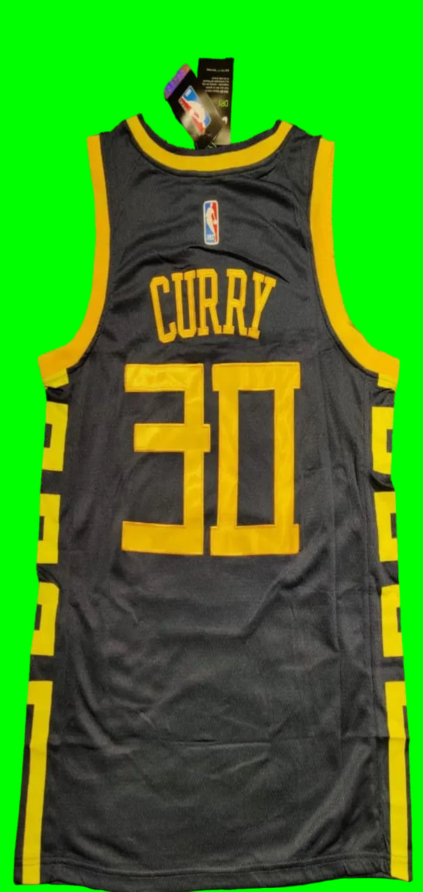Curry 30 Bay Rakuten Black/Yellow Basketball Jersey [Stitch]