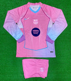 Barcelona  pink /blue. Full Sleeve Jersey with Shorts 2025/26 [Premium Quality]