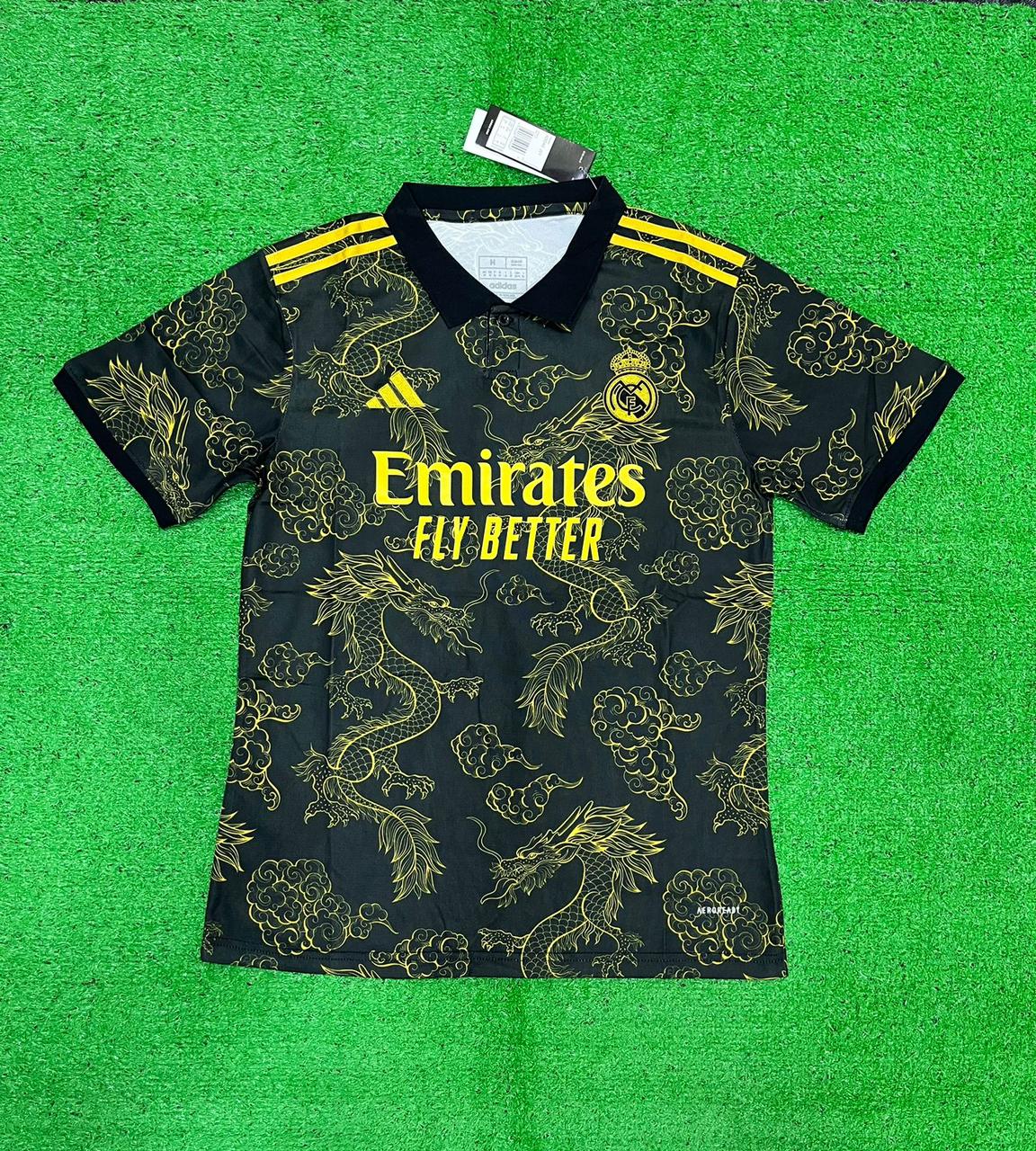R Madrid Chinese Dragon special edition Black /Gold Jersey front and back sublimation 2023/24 [Superior Quality]