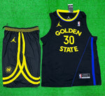 Golden 30 State Black  yellow Basketball Jersey with Shorts[Print]