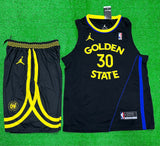 Golden 30 State Black  yellow Basketball Jersey with Shorts[Print]