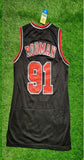 Rodman Bulls 91 Black/Red Basketball Jersey [Stitch]