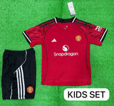Manchester United Home Kids/Youth Jersey & Shorts 2025/26.