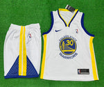 Curry 30 Warriors  white Blue Basketball Jersey with Shorts[Print]