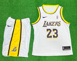 Lakers 23 white yellow Basketball Jersey with Shorts[Print]