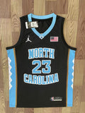 Jordan North Carolina 23 Black/Blue Basketball Jersey [Stitch]