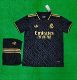 R Madrid pre match Black golden Jersey and Shorts 2025/26 [Premium Quality]