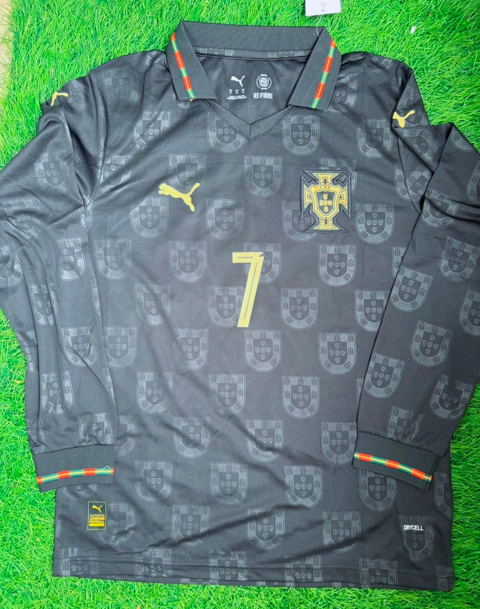 The Final Ronaldo Portugal Black Panther Full Sleeve Jersey WC 2026 [Superior Quality]