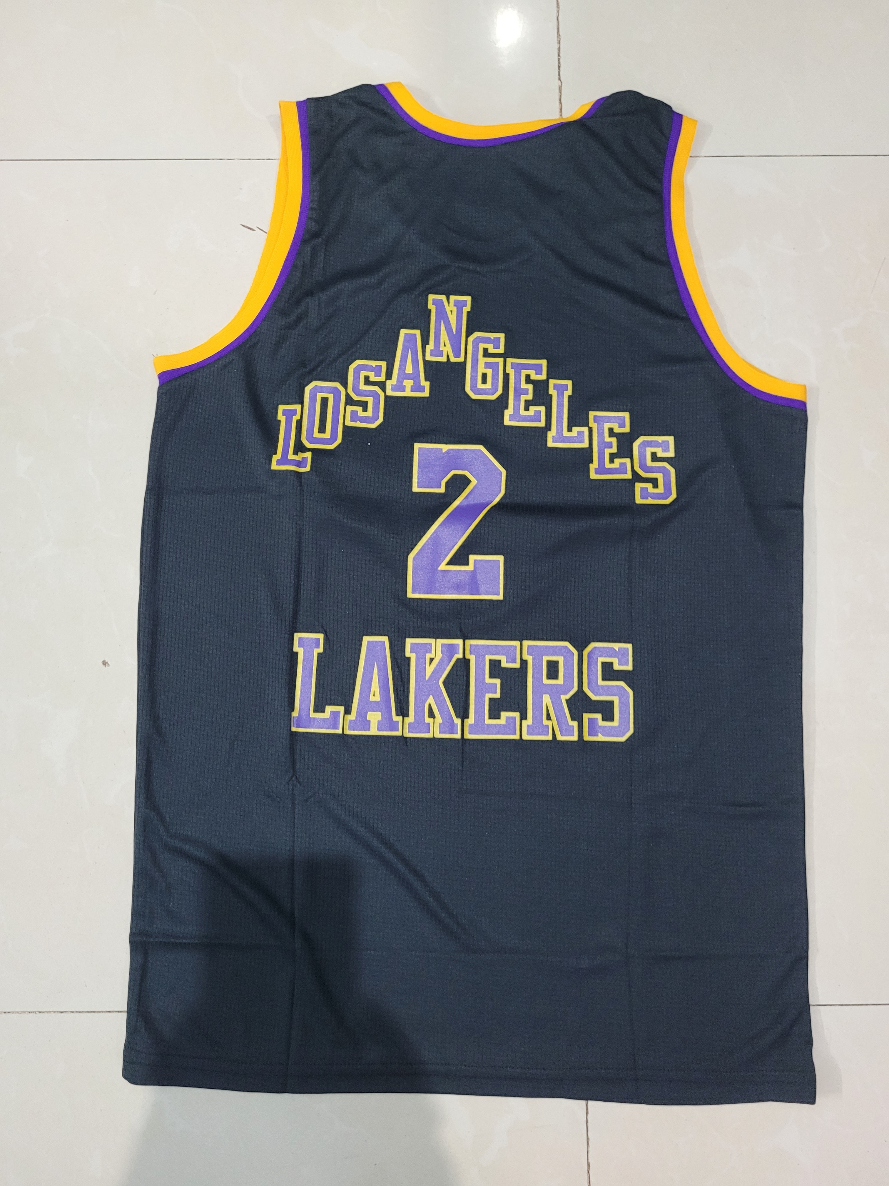 Lakers Los angles 2 Black yellow Basketball Jersey Only[Print]