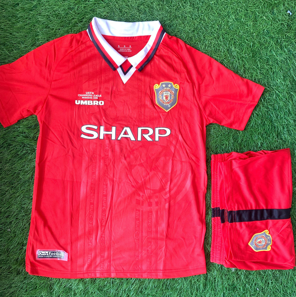 Retro Manchester United UCL Winners 1999 Edition Home Jersey & Shorts