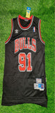 Rodman Bulls 91 Black/Red Basketball Jersey [Stitch]