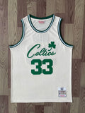 Bird 33 Celtics White/Green Basketball Jersey [Stitch]