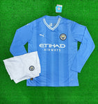 Manchester City Home Full Sleeve Jersey with Shorts 2023/24 [Premium Quality]