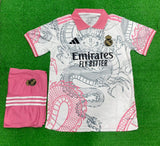 R Madrid White /Pink Dragon Jersey with Shorts 2025/26 [Premium Quality]