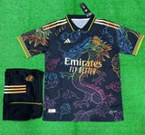 Real Madrid Special edition Black Multi color Dragon Jersey with Shorts 2024/25 [Premium Quality]