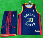 Golden 30 State Blue Red Basketball Jersey with Shorts[Print]
