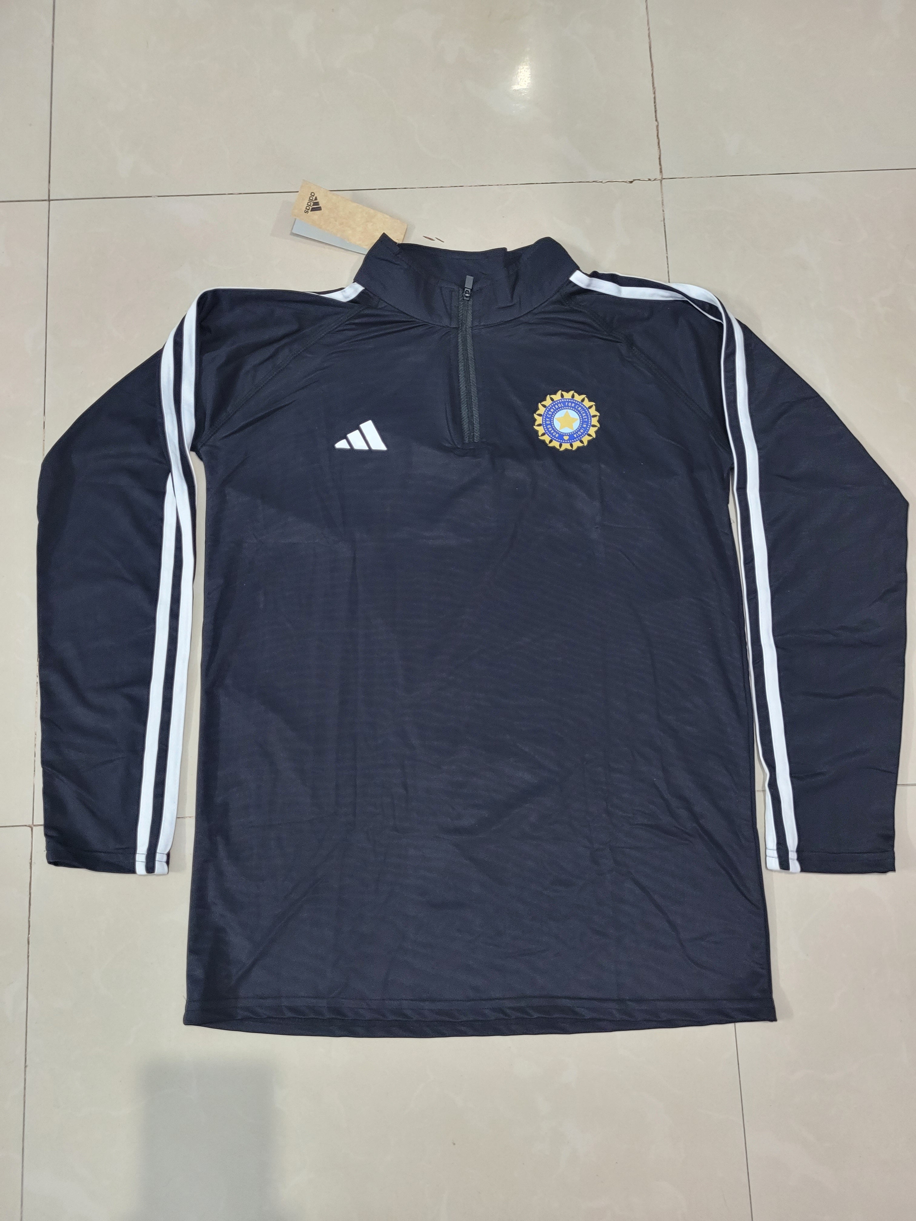 INDIA  Cricket Full Sleeve FAN Black with White strips Jersey 2024/25 [Superior Quality]