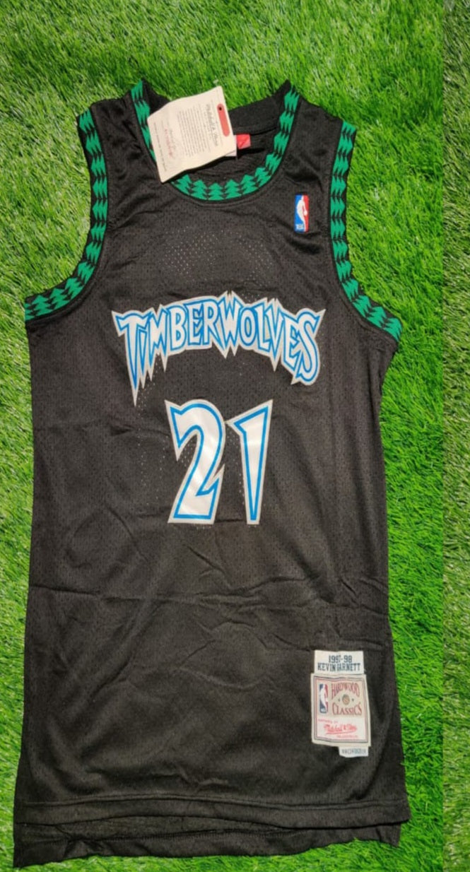 Timber Wolves Garnet 21 Black/White Basketball Jersey [Stitch]