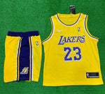 Lakers 23 yellow Blue Basketball Jersey with Shorts[Print]