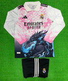 R Madrid White /Pink Dragon Full Sleeve Jersey with Shorts 2025/26 [Premium Quality]