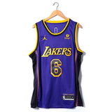 James 6 Lakers Blue/Yellow Basketball Jersey [Stitch]