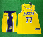 Lakers 77 yellow Blue Basketball Jersey with Shorts[Print]