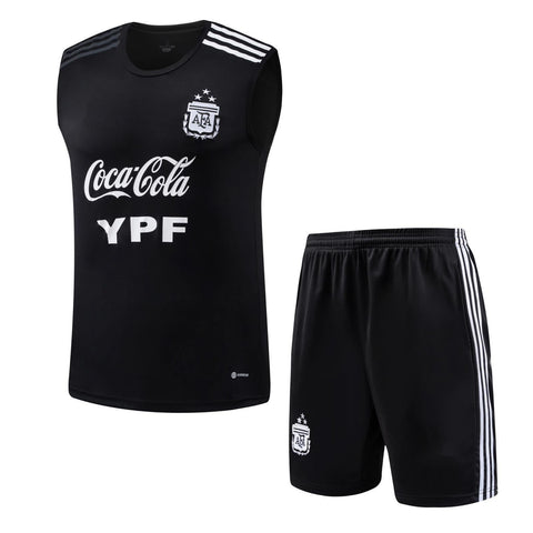 Argentina Sleeveless Pre-Match Jersey with Shorts Black 2022/23 [Premium Quality]