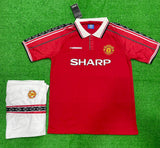 Retro Manchester United Home Backham Jersey with Shorts 1998-00.