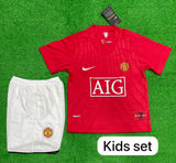 Retro Manchester United HOME Kids/Youth  Jersey & Shorts. 2007/08